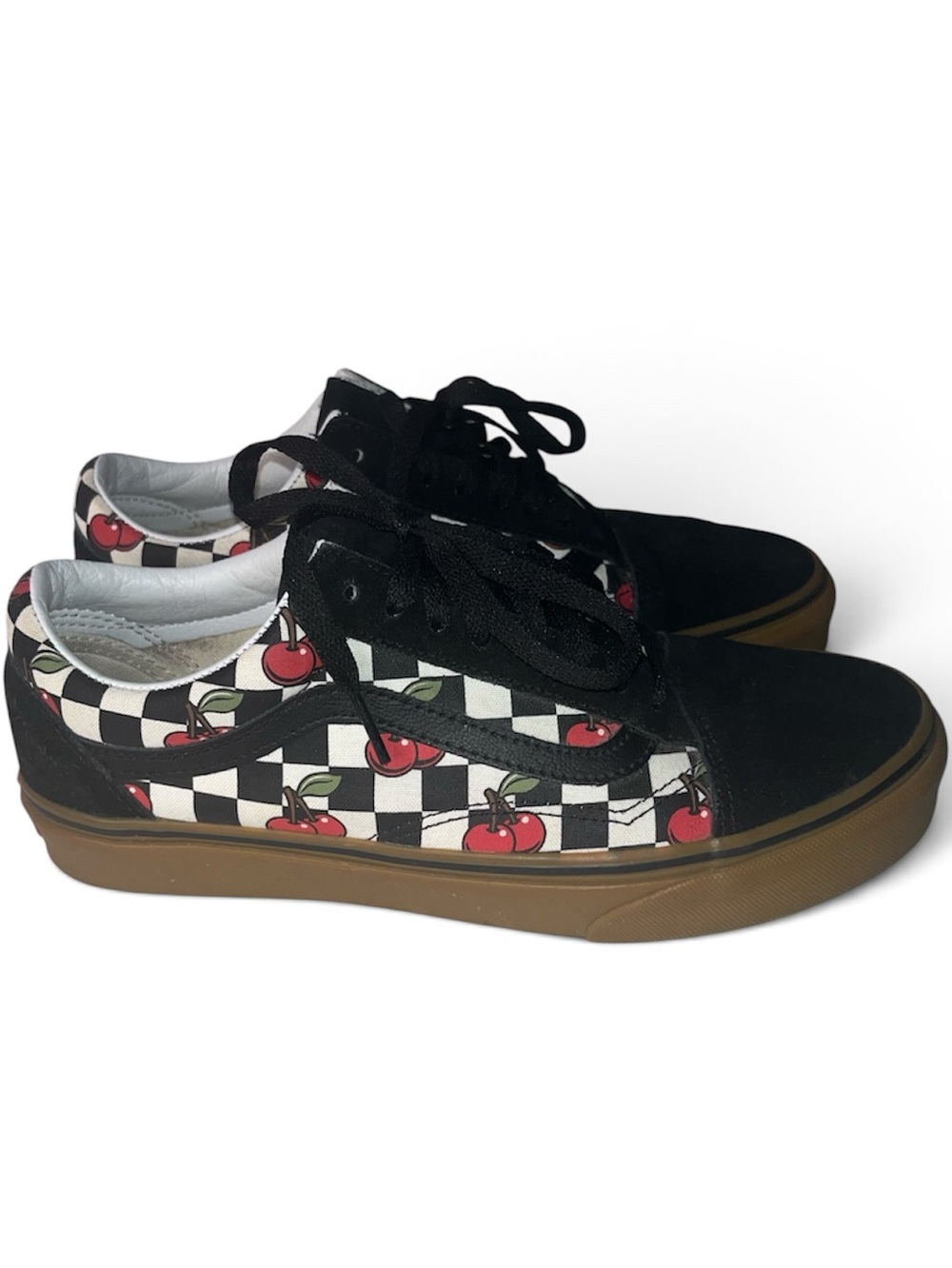 Vans Cherry Checkerboard Black Sneakers unisex Men’s size 8 women’s 9.5